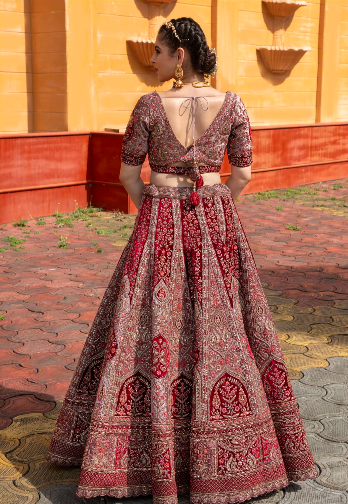 Rustic Regal Velvet Bridal Lehenga Choli