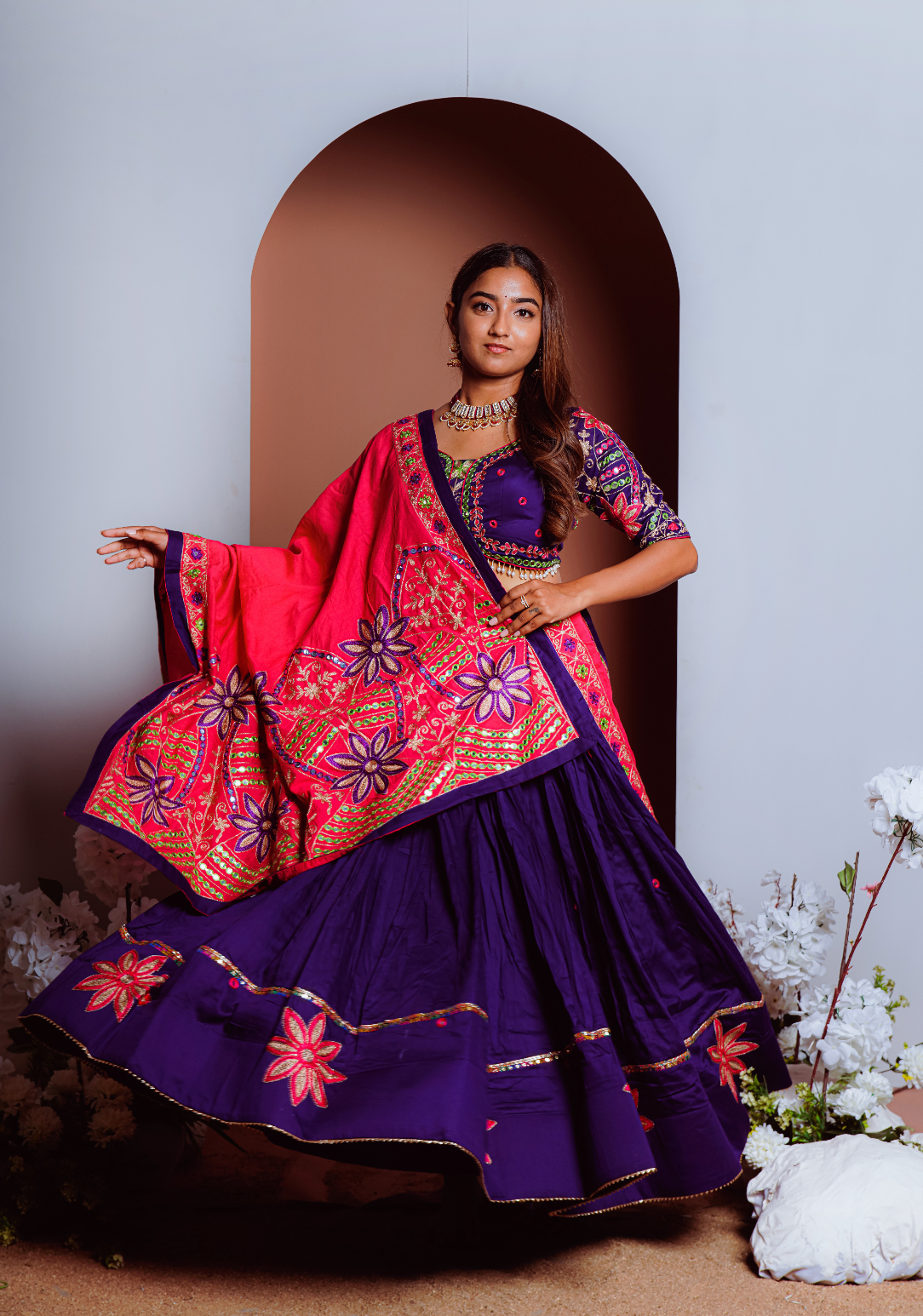 Purple Handcrafted Chaniya Choli set