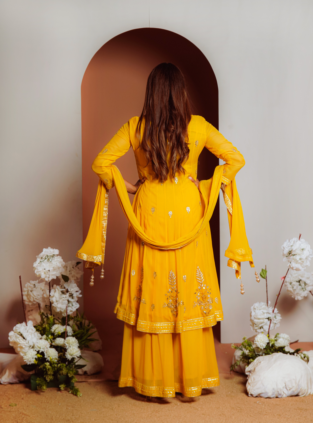 Yellow Anarkali plazzo set