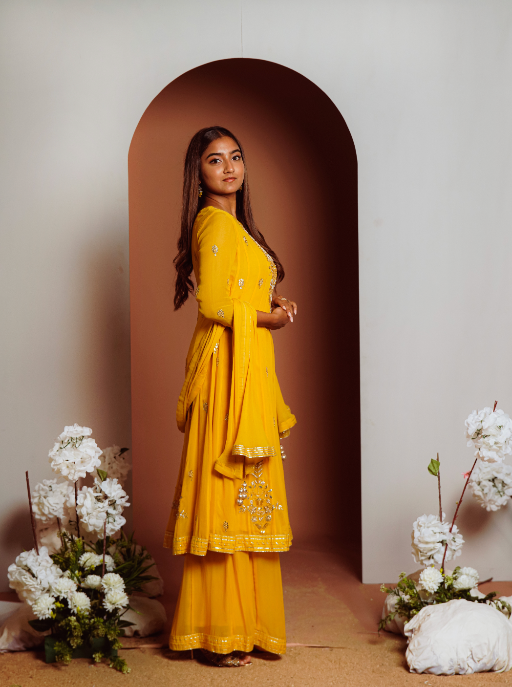 Yellow Anarkali plazzo set