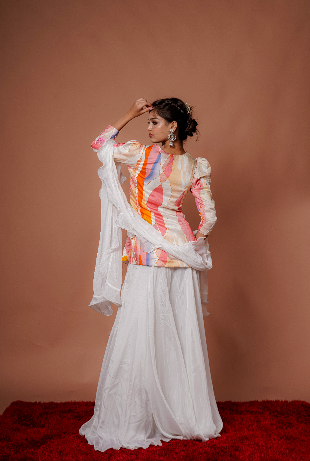 White Coloured  Designer Indo-Western Palazzo set