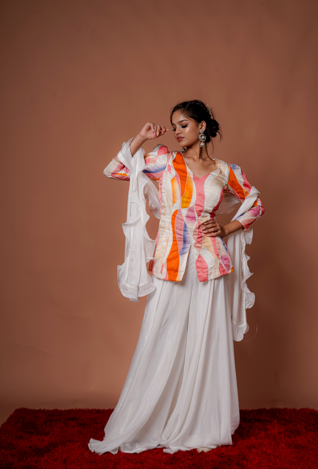 White Coloured  Designer Indo-Western Palazzo set