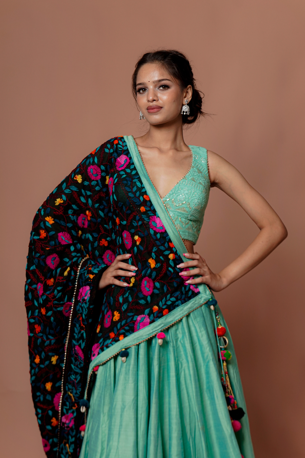 Green Chaniya Choli with Handcraft Dupatta