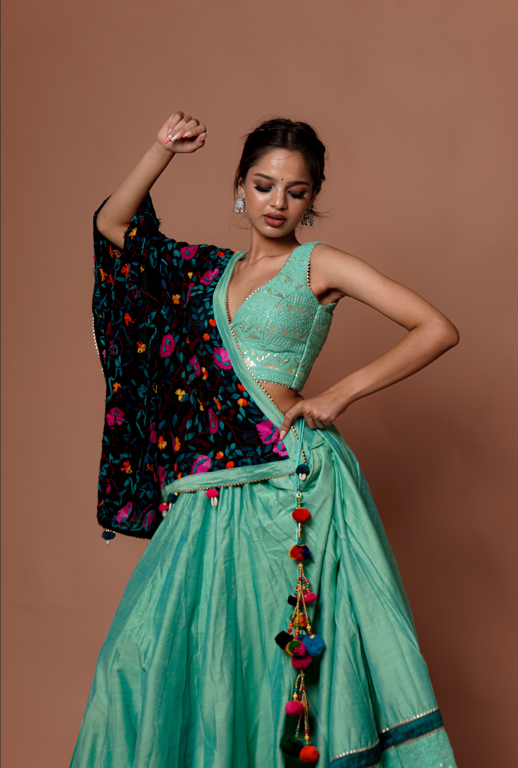 Green Chaniya Choli with Handcraft Dupatta