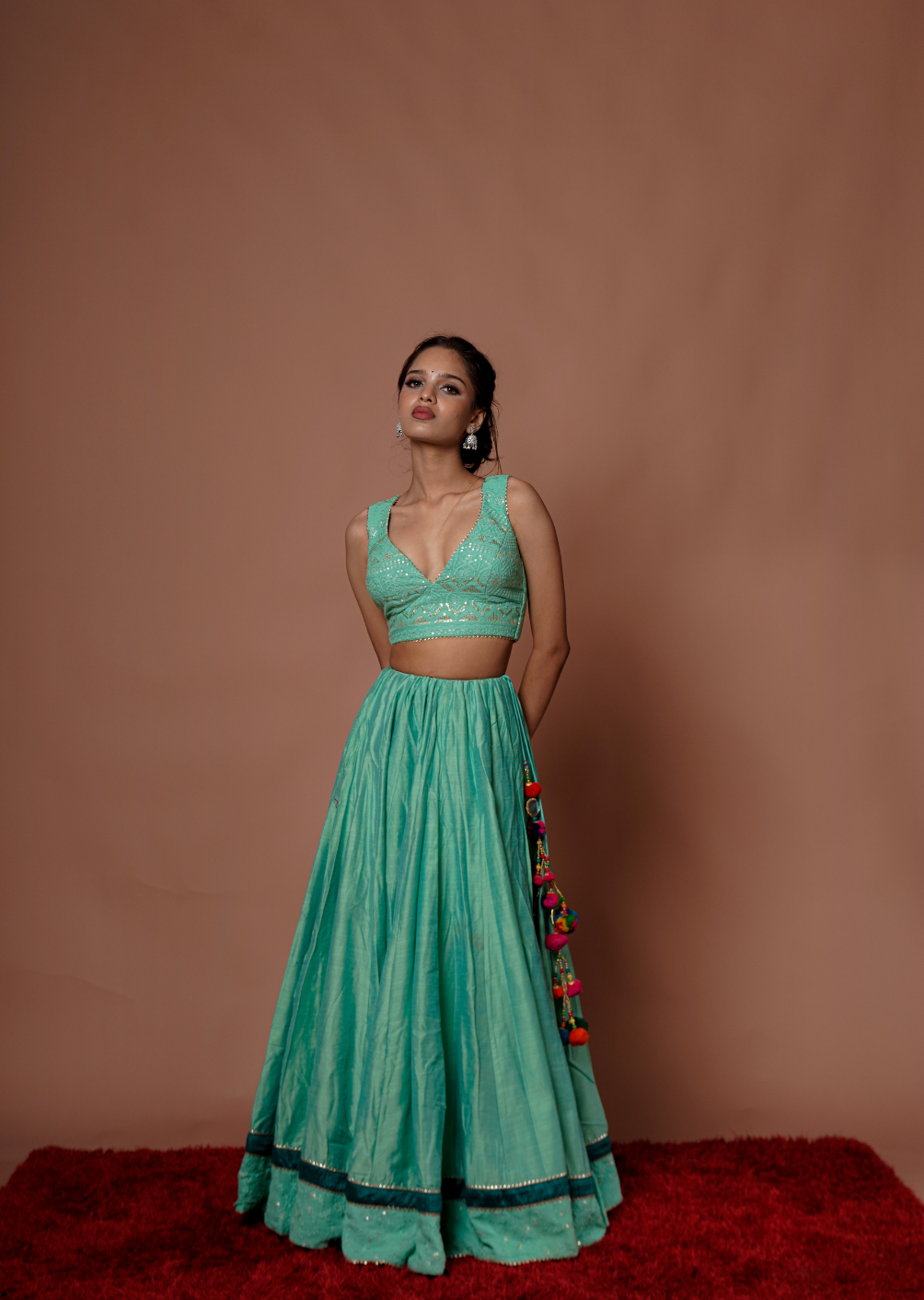 Green Chaniya Choli with Handcraft Dupatta