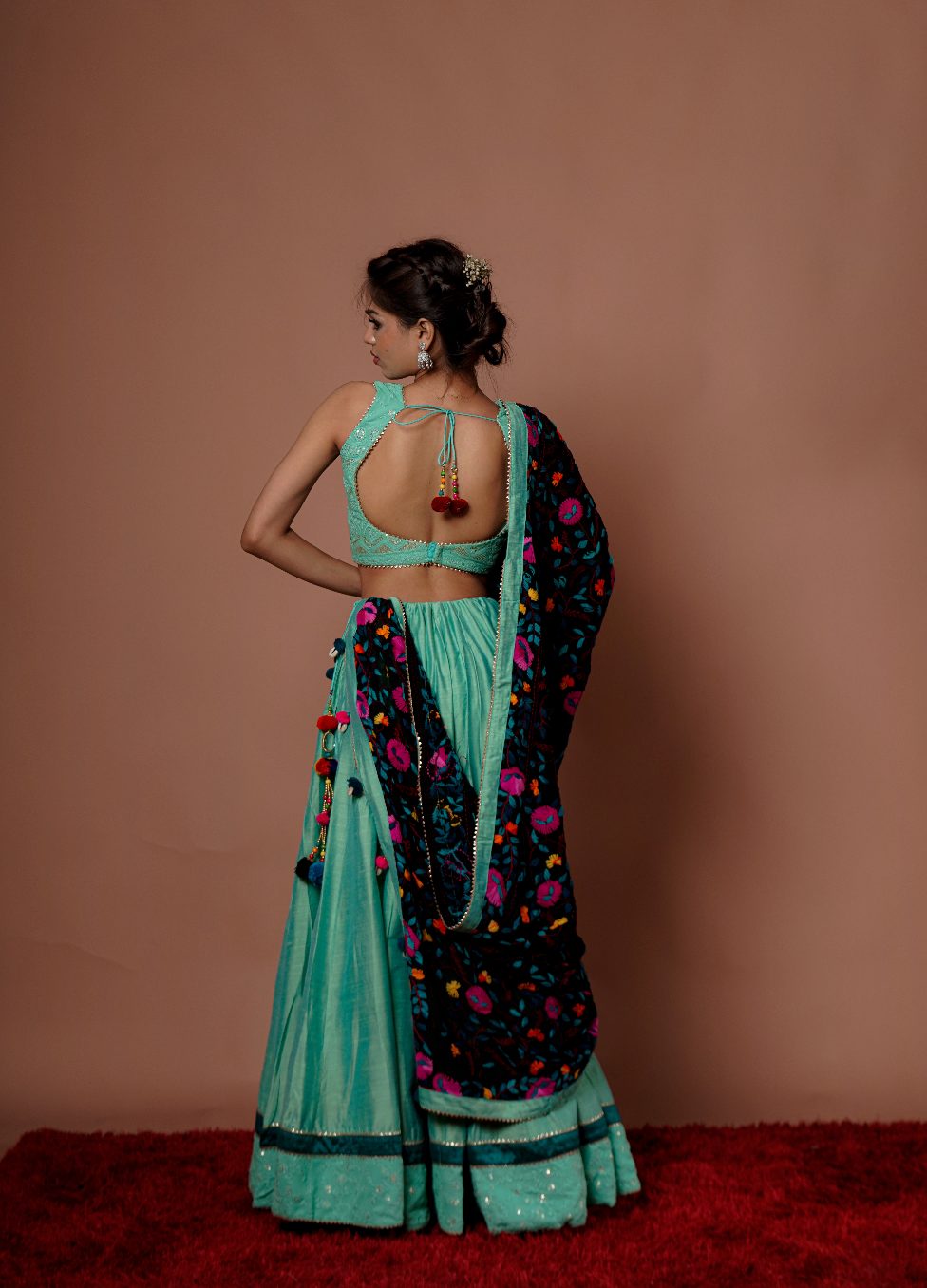 Green Chaniya Choli with Handcraft Dupatta