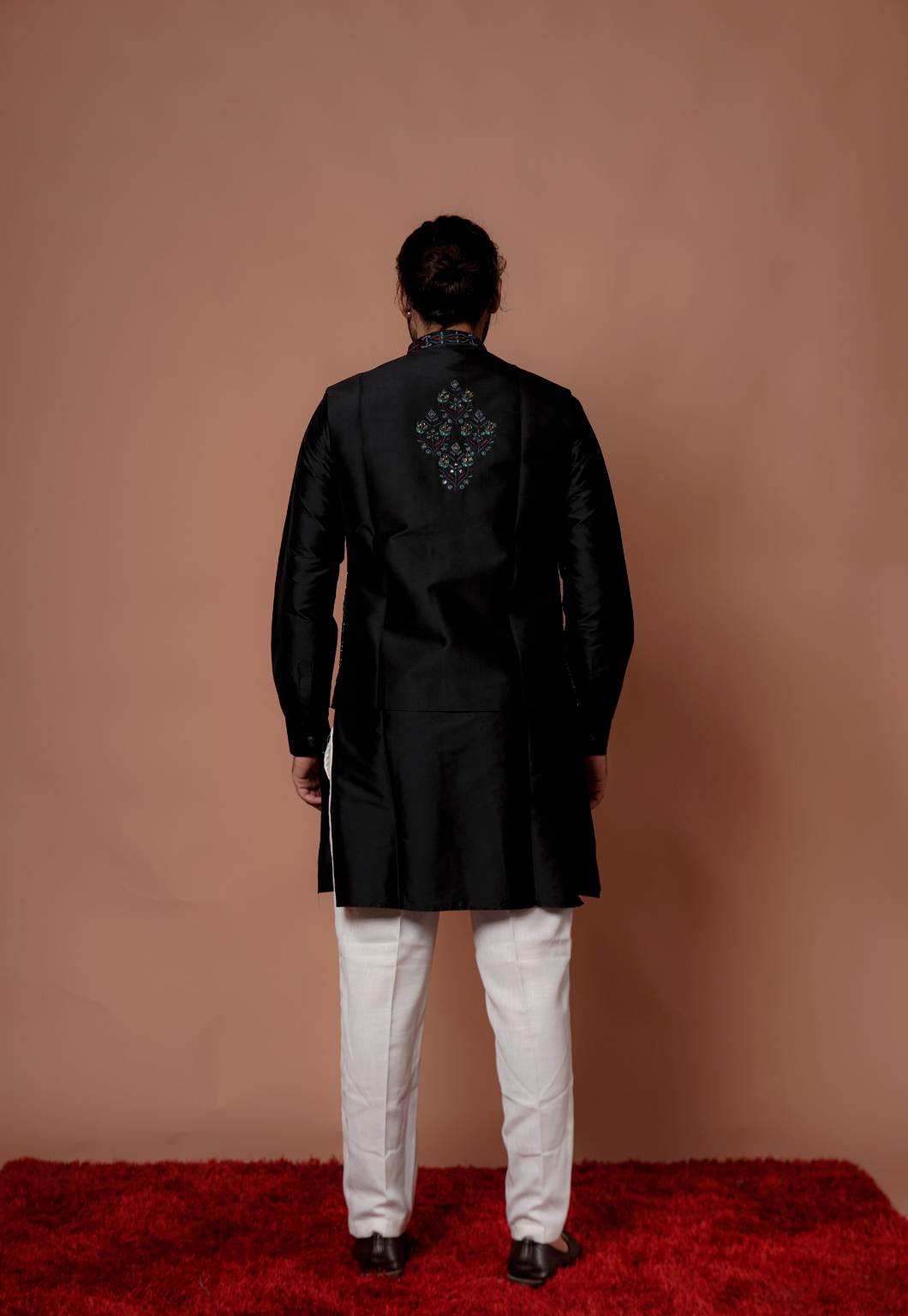 Black Mirror Work with Handcraft Kurta Jacket Set