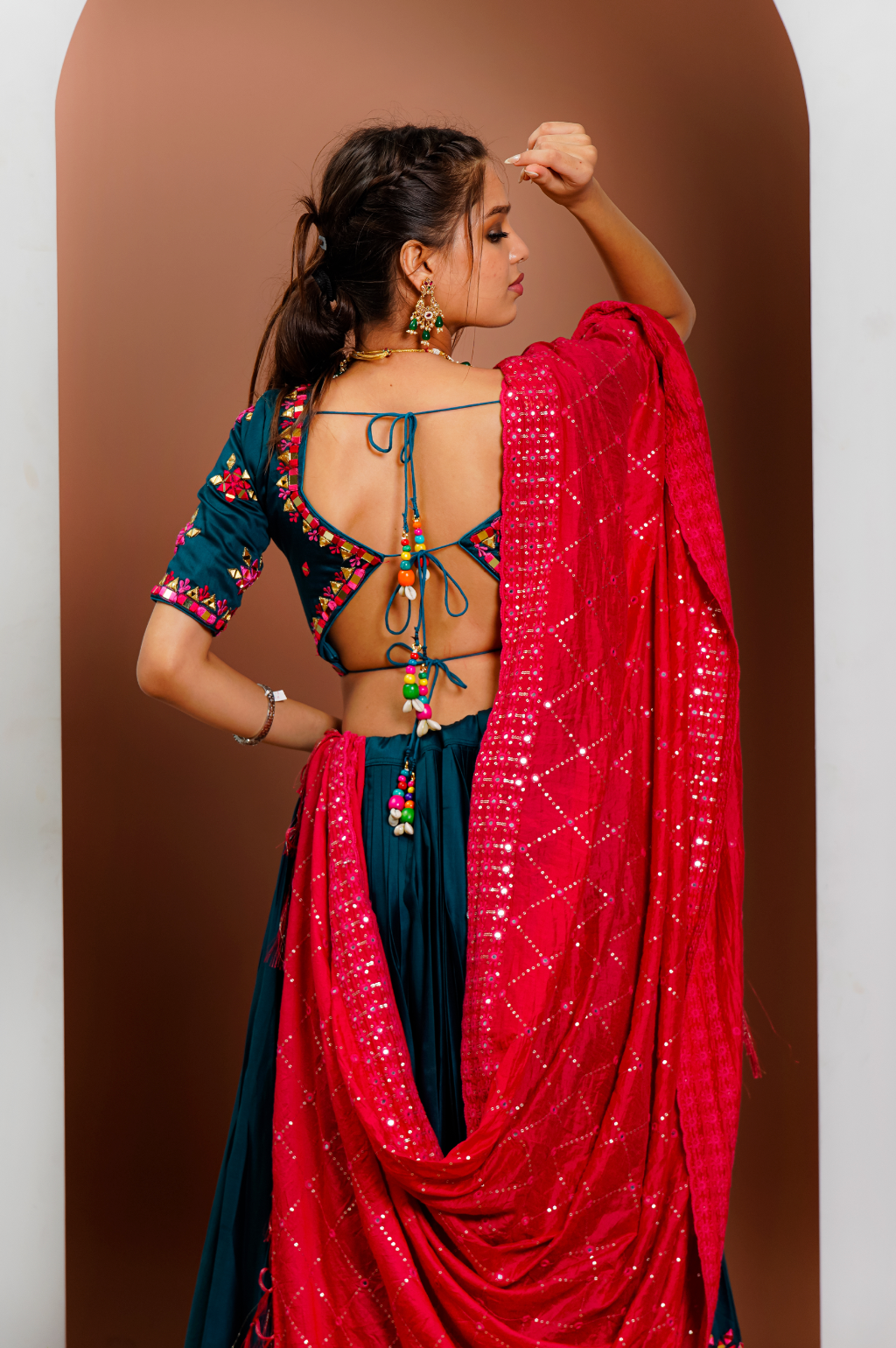 Navy Blue Mirror Work Chaniya Choli set