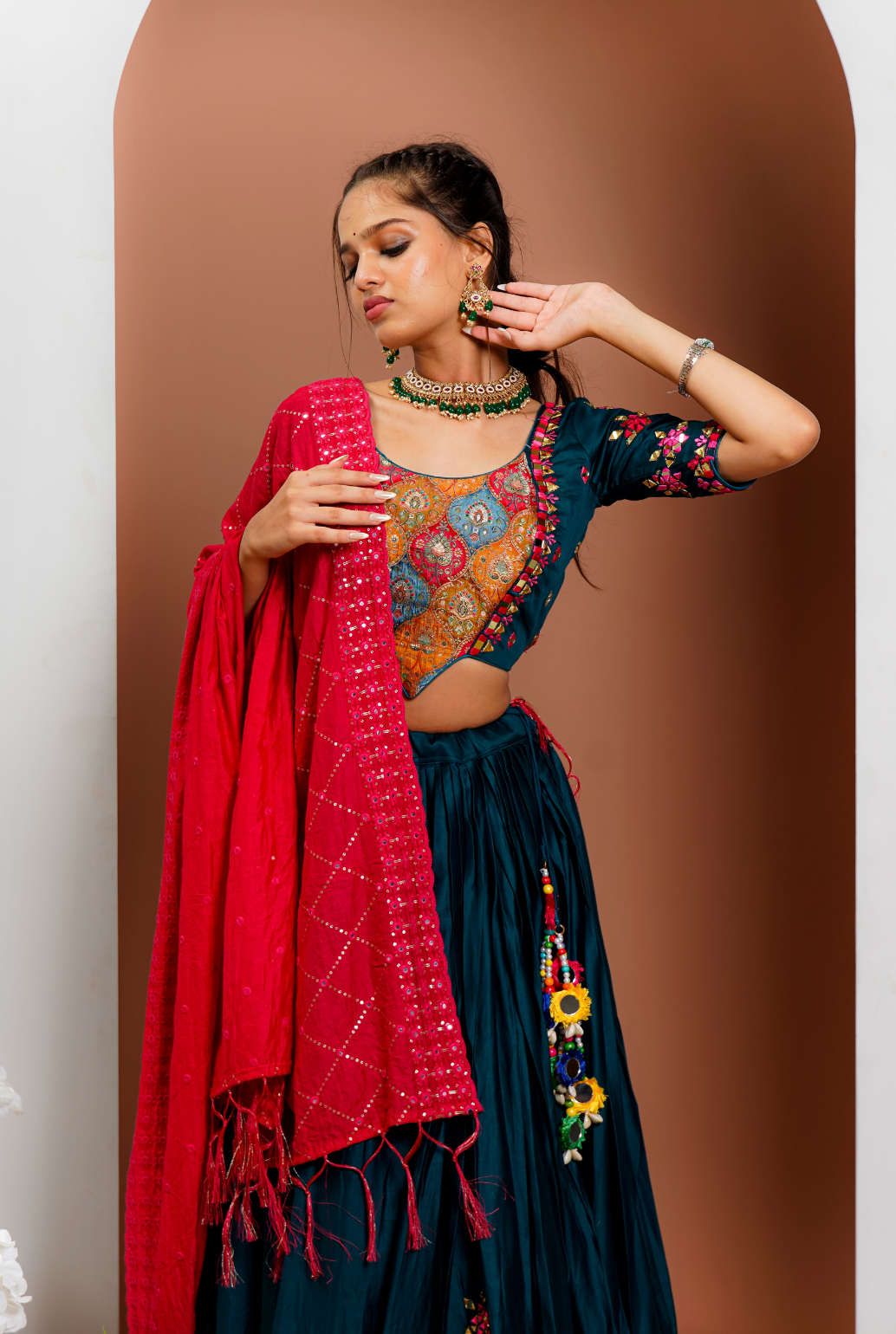 Navy Blue Mirror Work Chaniya Choli set