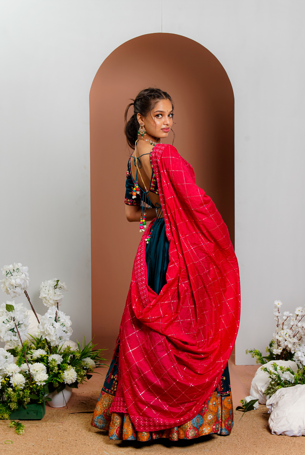 Navy Blue Mirror Work Chaniya Choli set