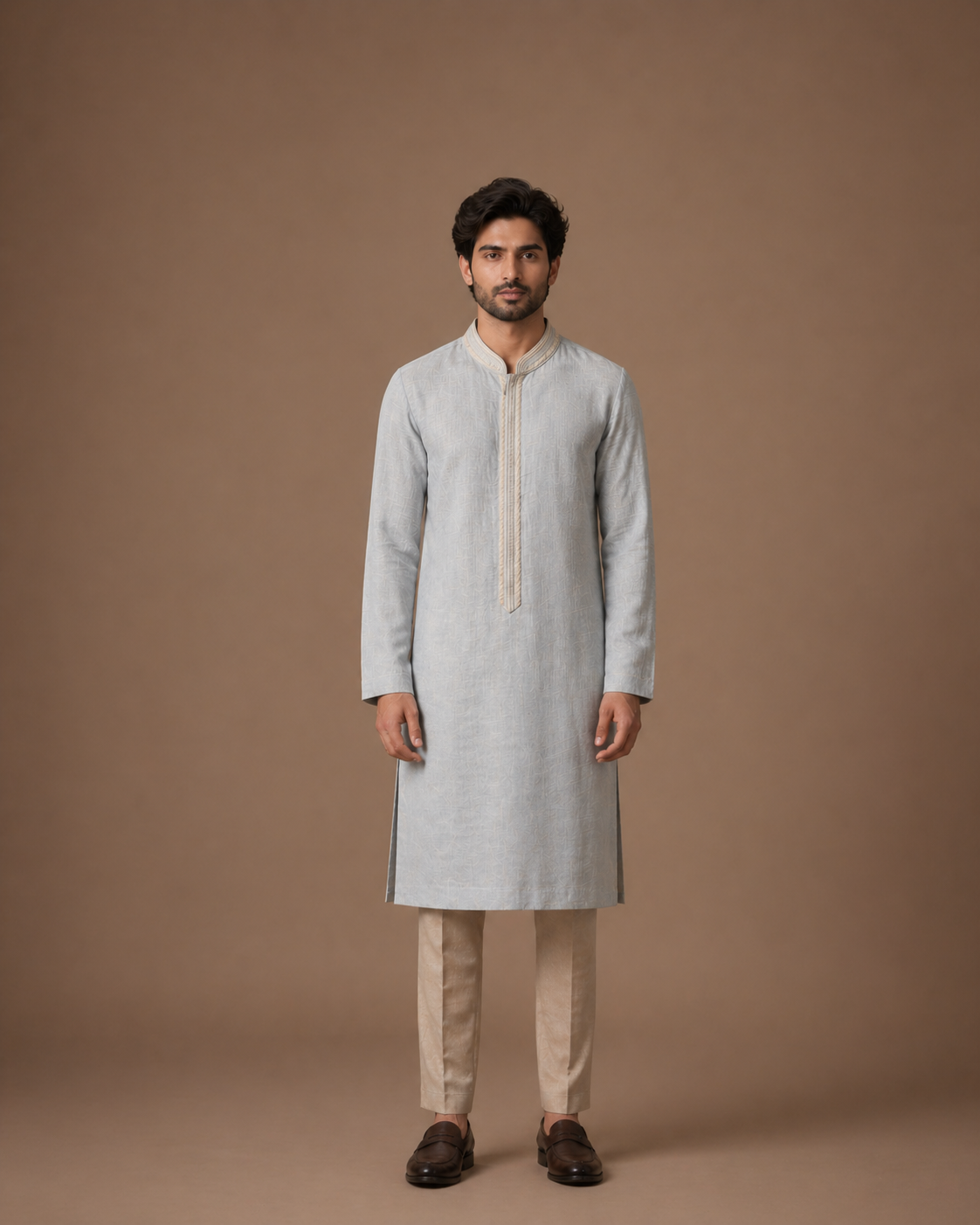 Sky Blue Linen Traditional Kurta
