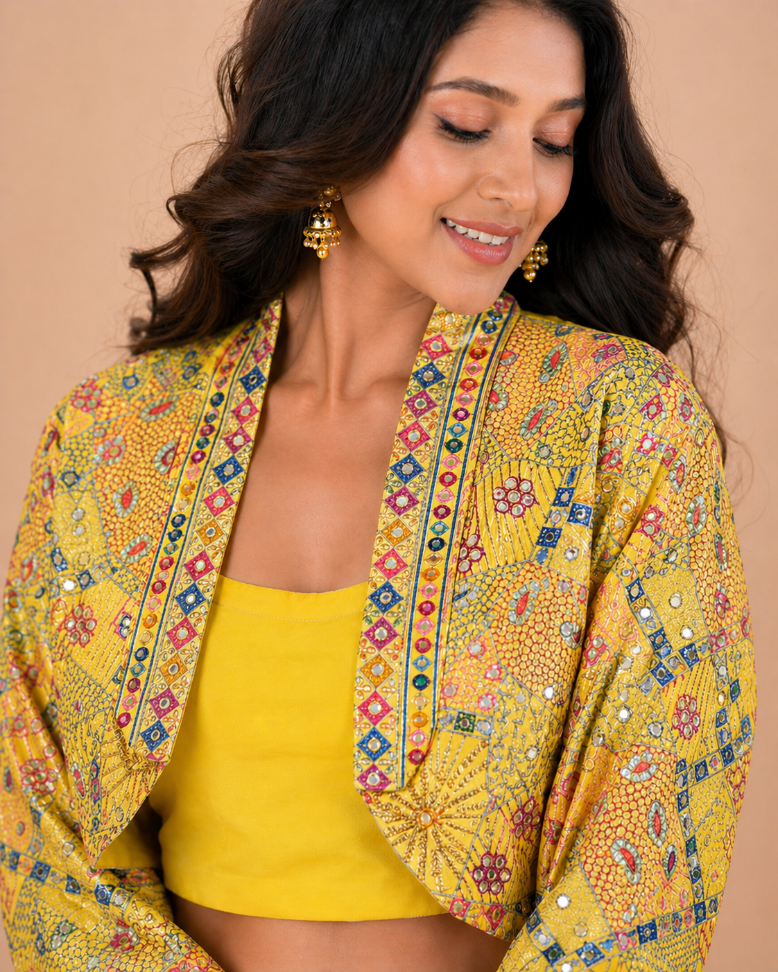 Sunshine Yellow Multicolor Embroidered Navratri Lehenga Choli