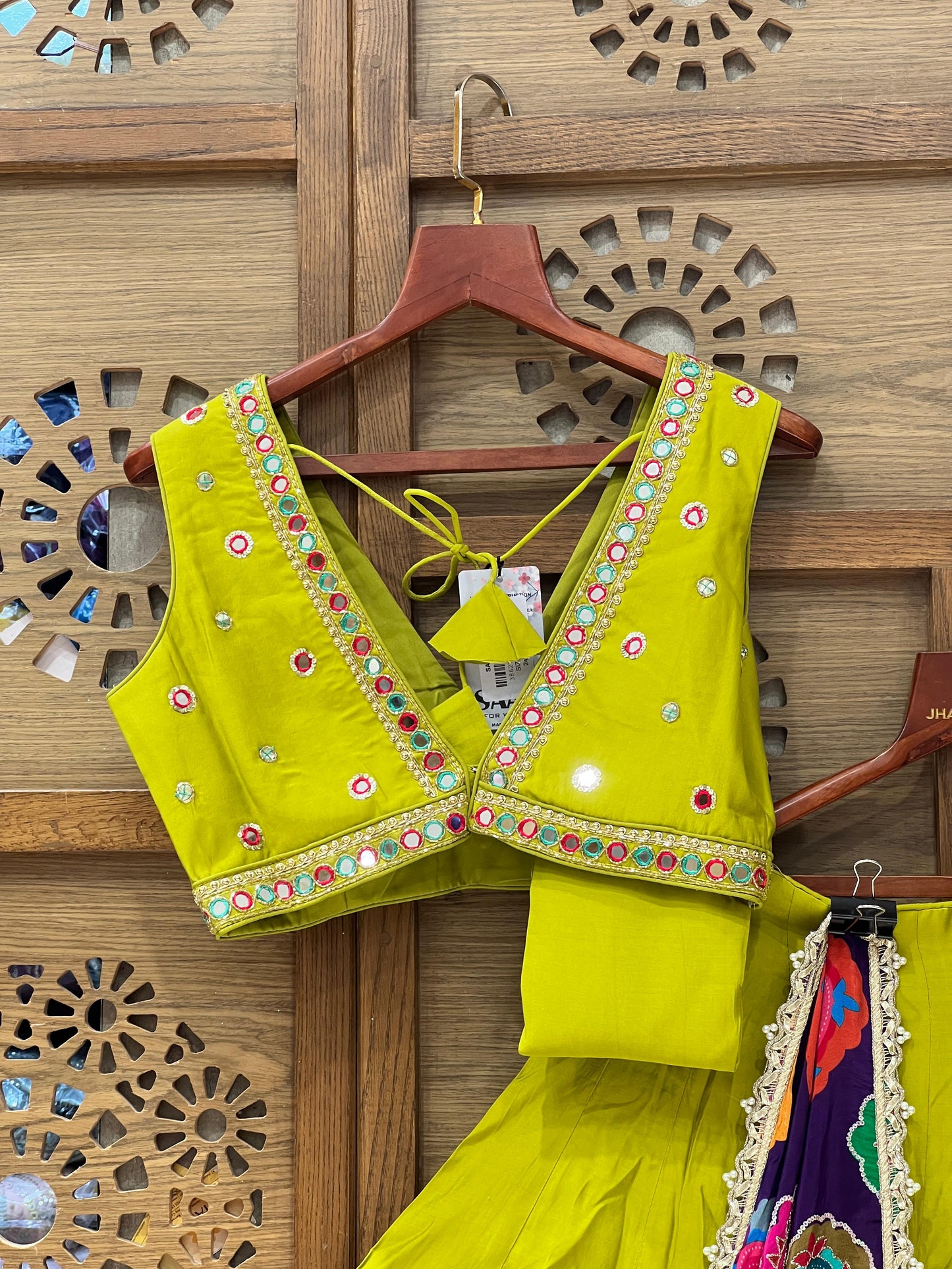 Vibrant Lime Green & Purple Navratri Chaniya Choli