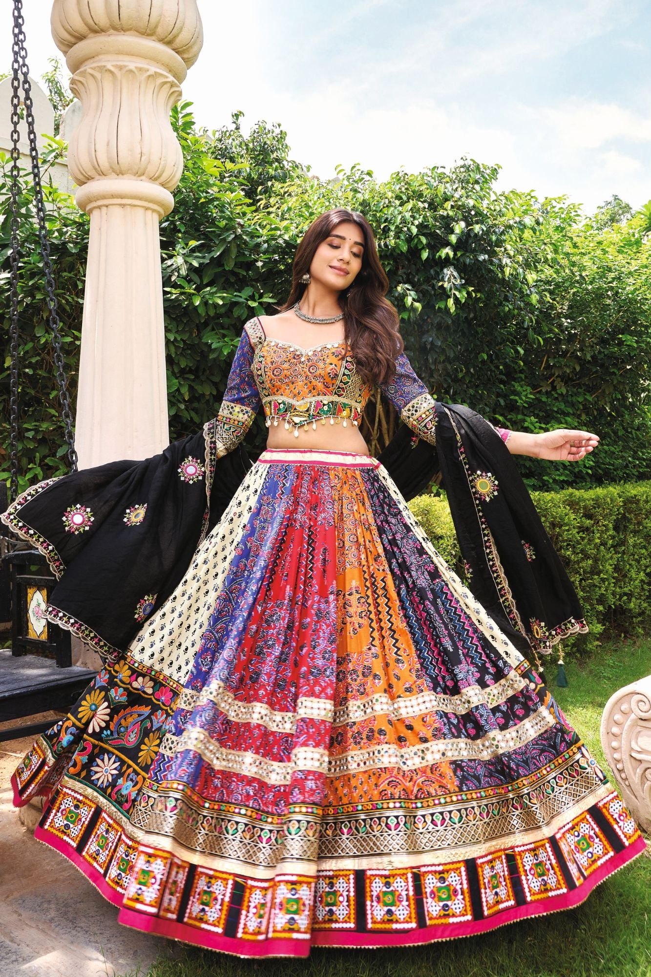 Vibrant Multicolor Traditional Gujarati Navratri Chaniya Choli Set