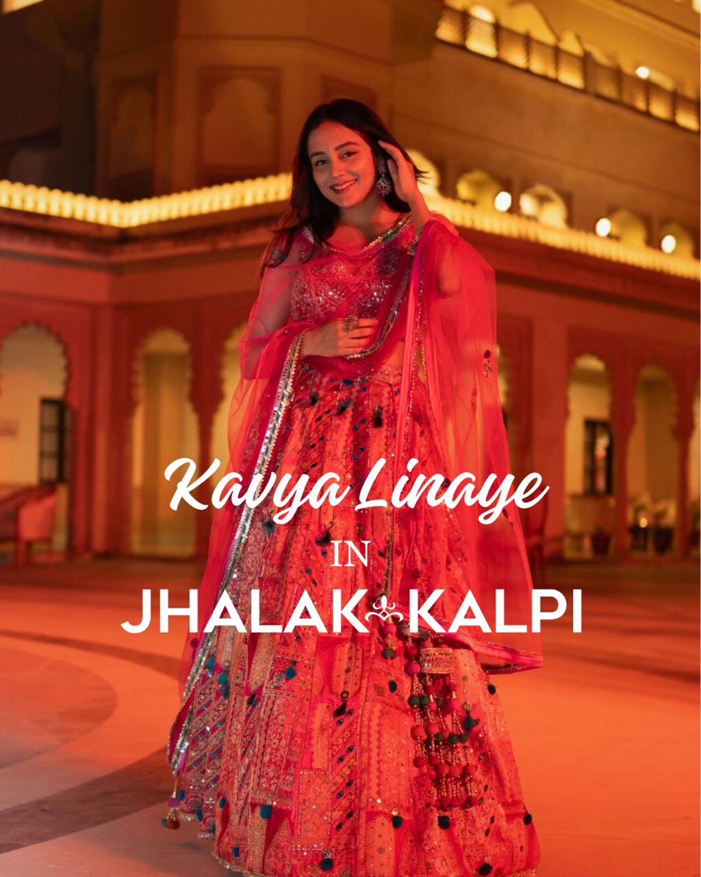 Multi-Coloured Lehenga with Floral Dupatta Set Worn by Kavya Limaye