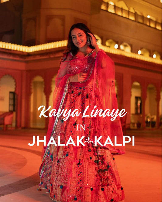 Multi-Coloured Lehenga with Floral Dupatta Set Worn by Kavya Limaye