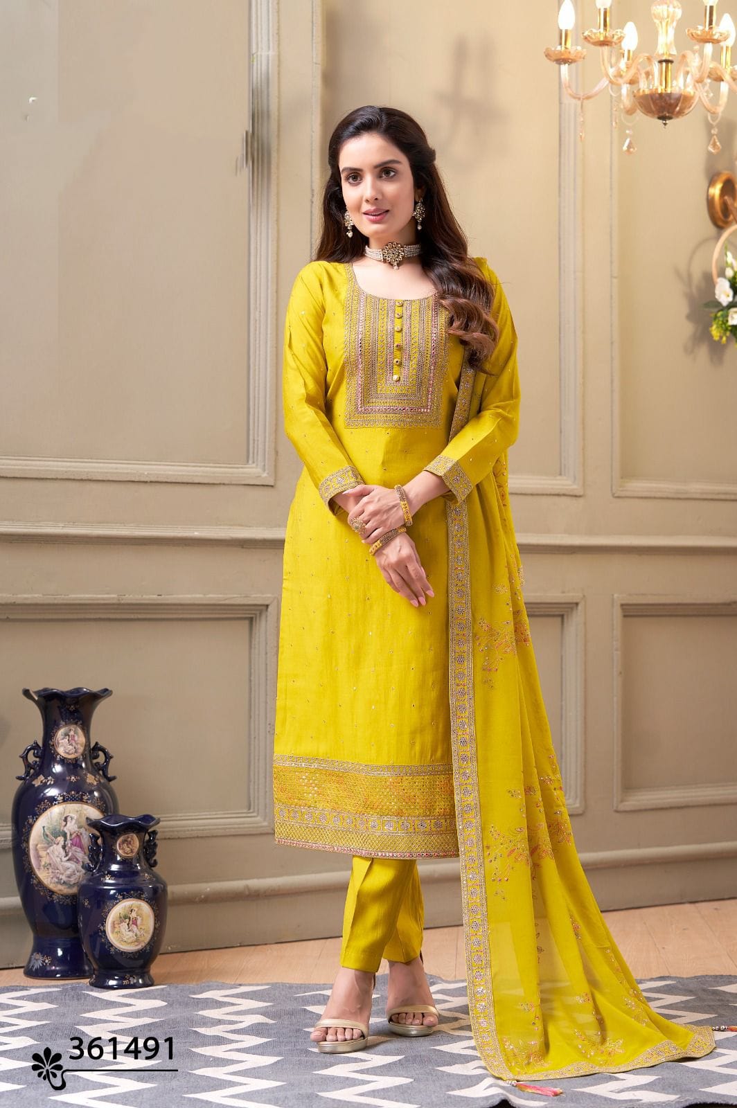 Lemon Yellow Kurti Pant set with dupatta