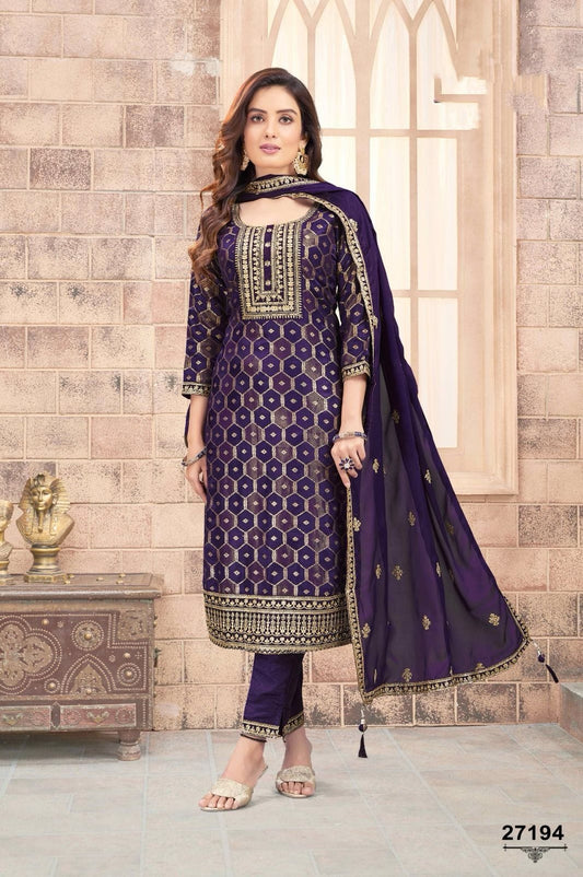 Purple Printed Kurti Pant Set