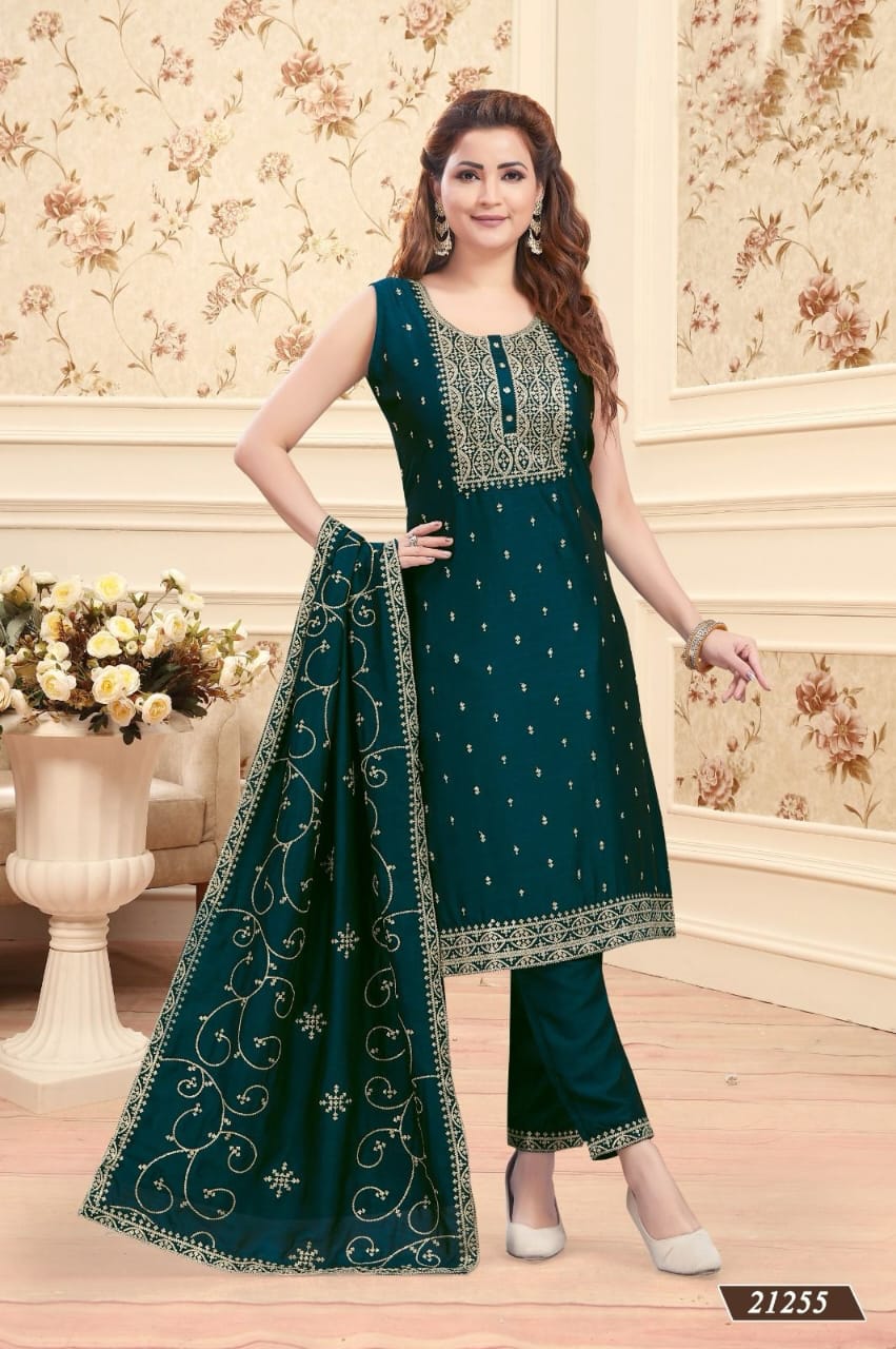 Dark Green Kurti Pant with Dupatta Set