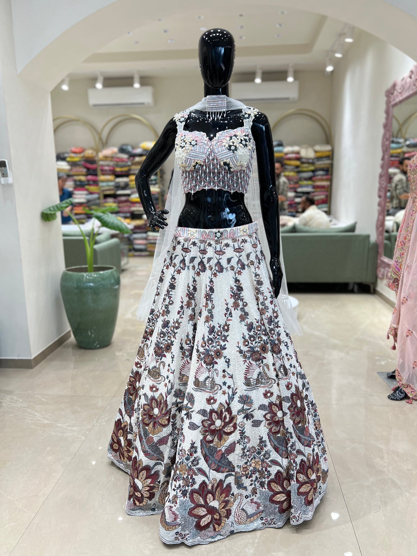 White Flora Embroidered Lehnga Choli