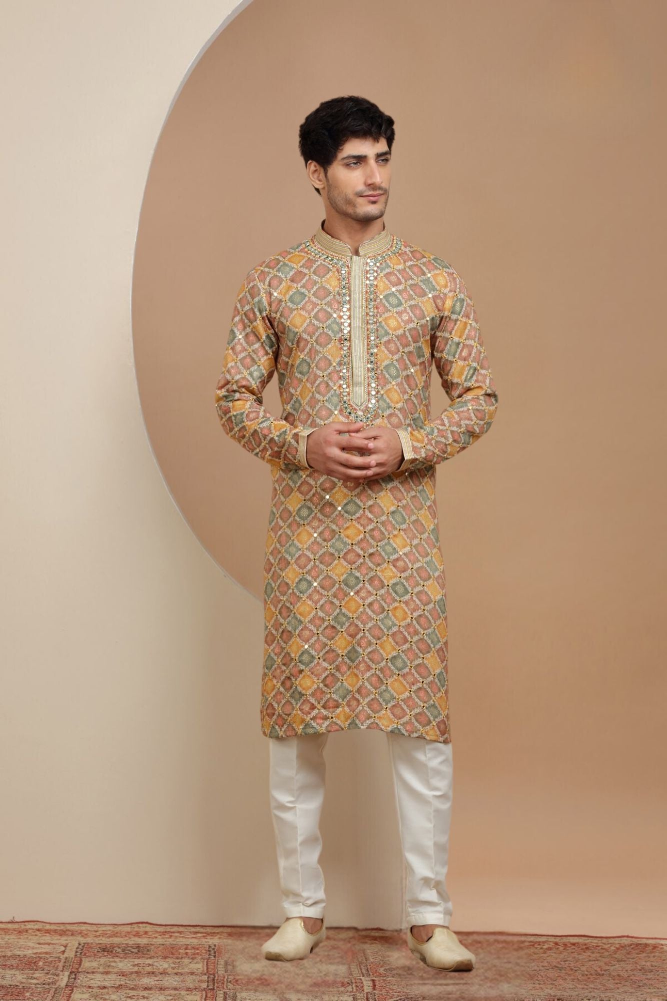 Yellow Bandhani & Embroidered Kurta Set