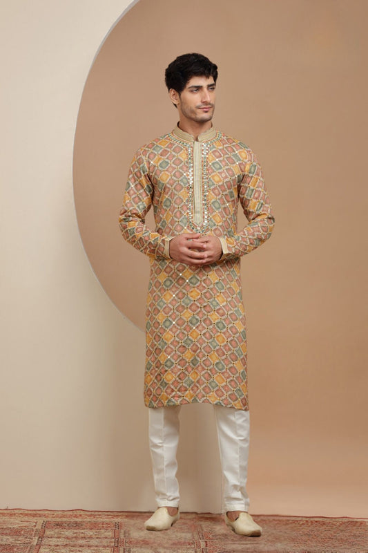 Yellow Bandhani & Embroidered Kurta Set