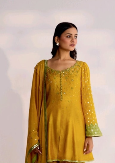 Yellow Designer Sharara set