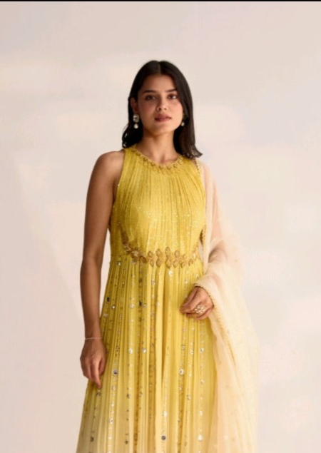 Yellow Anarkali Palazzo Set