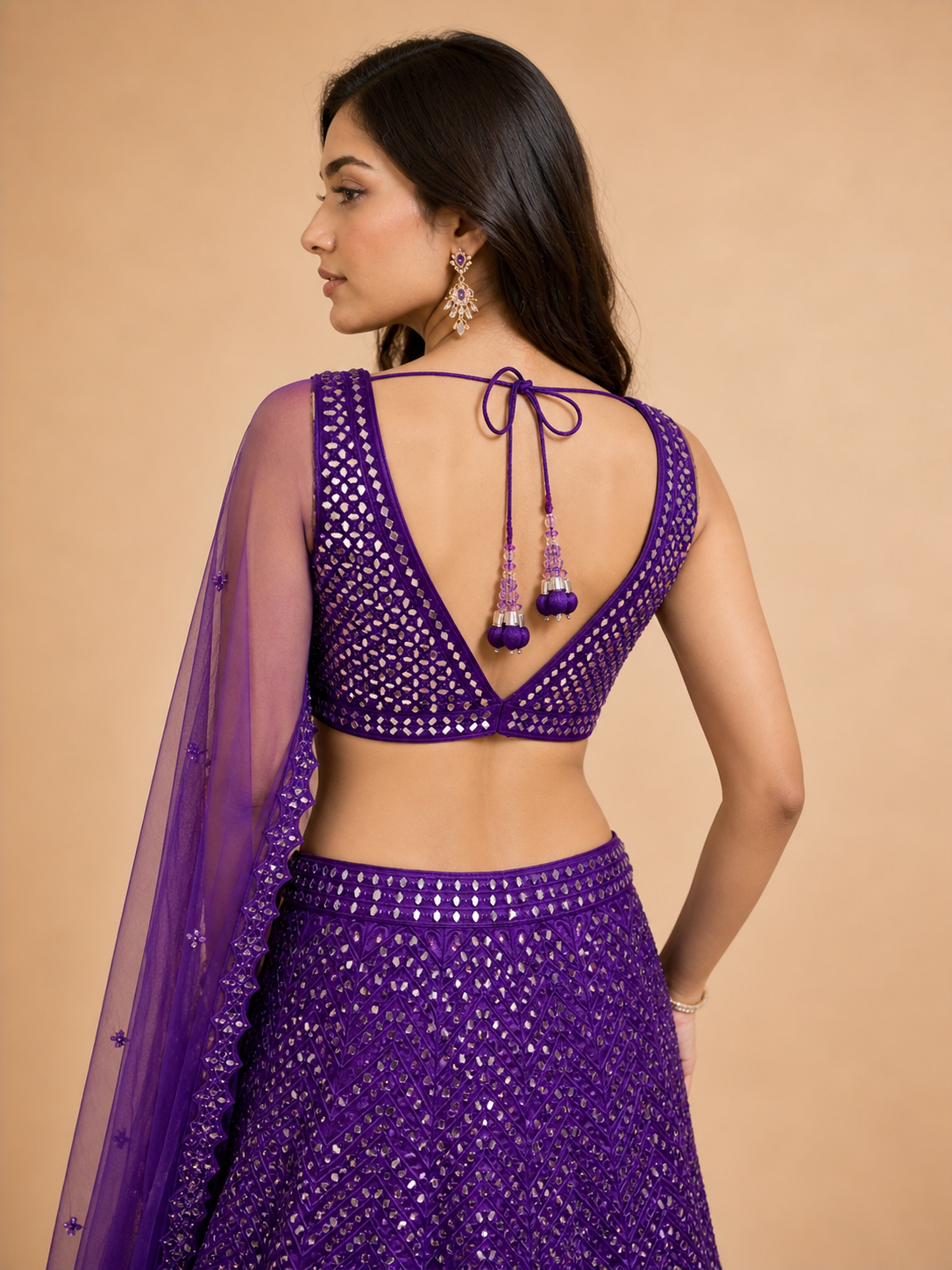 Royal Purple Mirror Work Designer Lehenga Choli