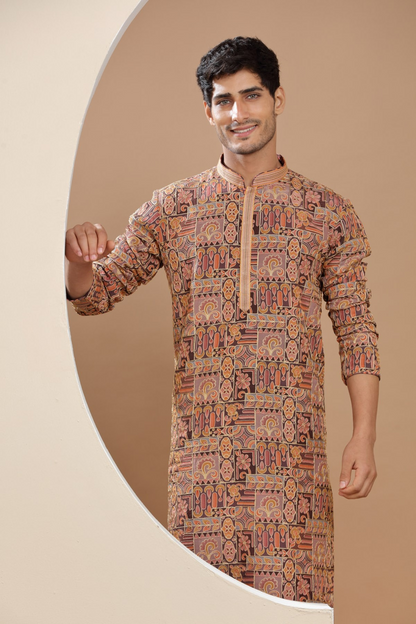 Wine Colour Handcrafted Kurta Set