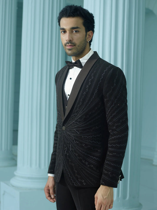 Mystic Black Embellished Suit