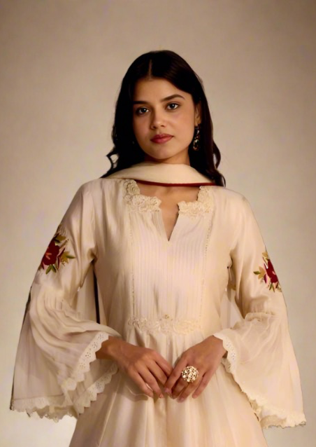 Ivory Cream Designer Kurti Set