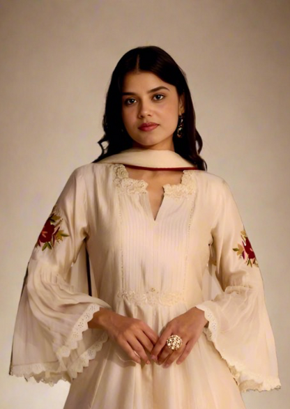 Ivory Cream Designer Kurti Set