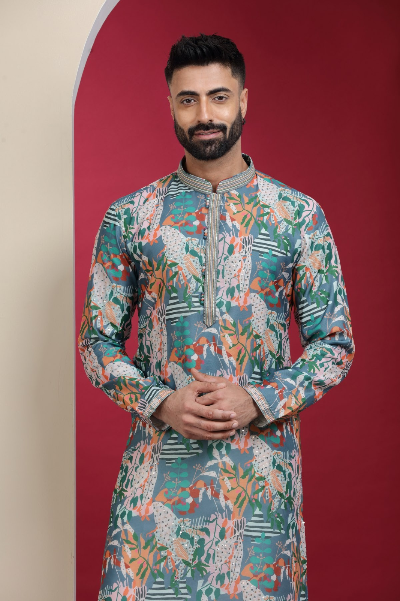 Mint Green Digit Print Kurta Set