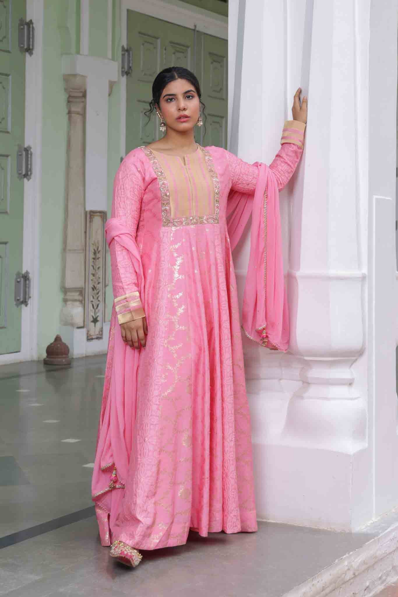 Baby Pink Anarkali with Dupatta Set