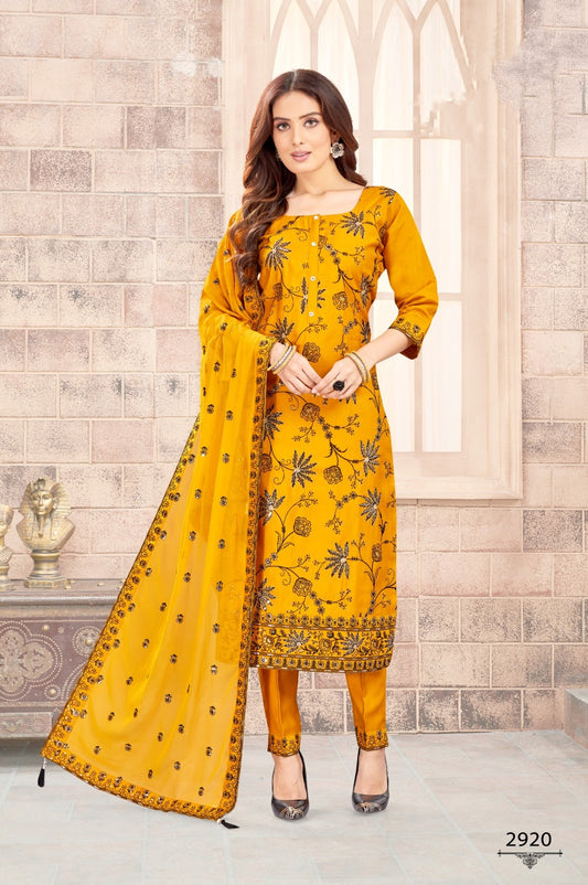 Yellow Kurti Pant Set with Dupatta