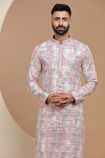 little Pink Sequins Work Kurta