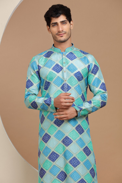 Blue Bandhani Kurta Set