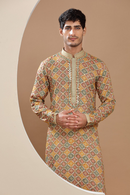 Yellow Bandhani & Embroidered Kurta Set