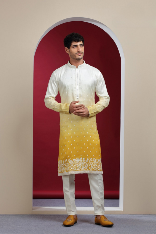Yellow & White Designer Kurta Set