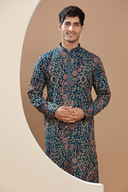 Blue Printed Kurta Set