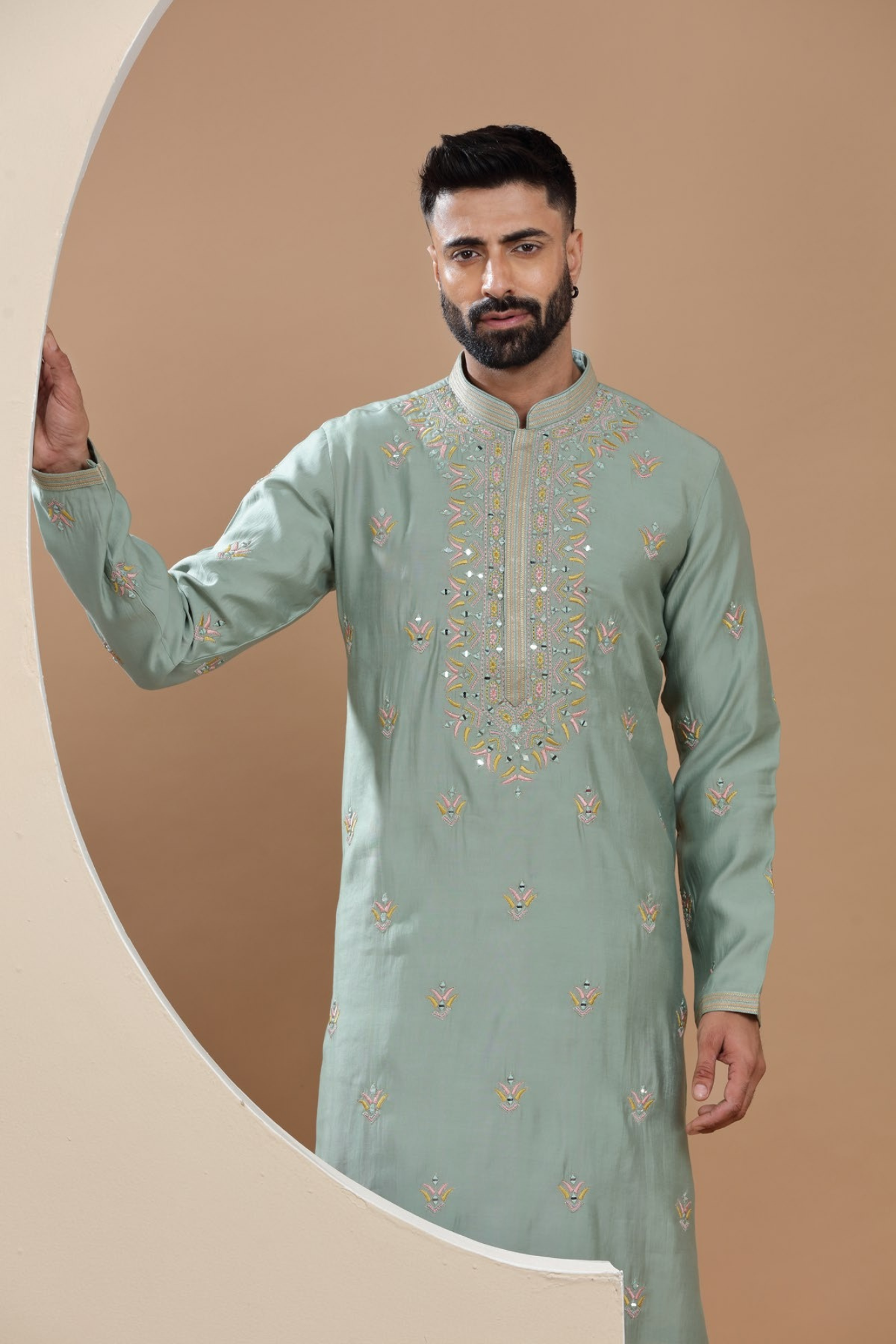 Little Green Mirror Embroidered Kurta Set