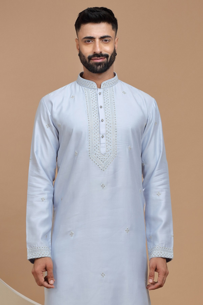 Sky Blue Handcrafted Kurta Set