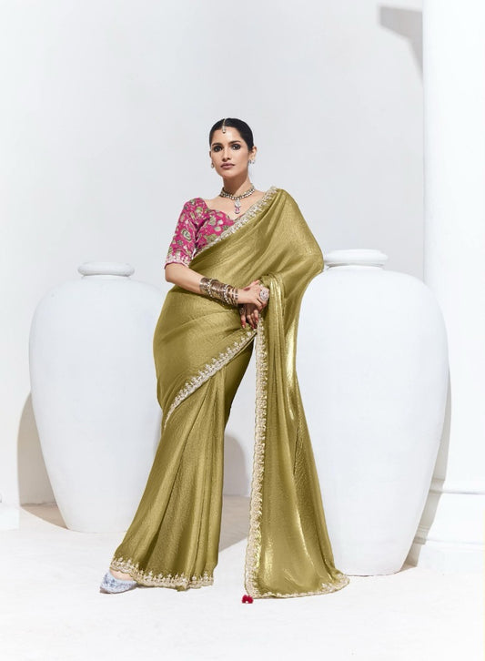 Tantalizing Border Gold Trendy Saree