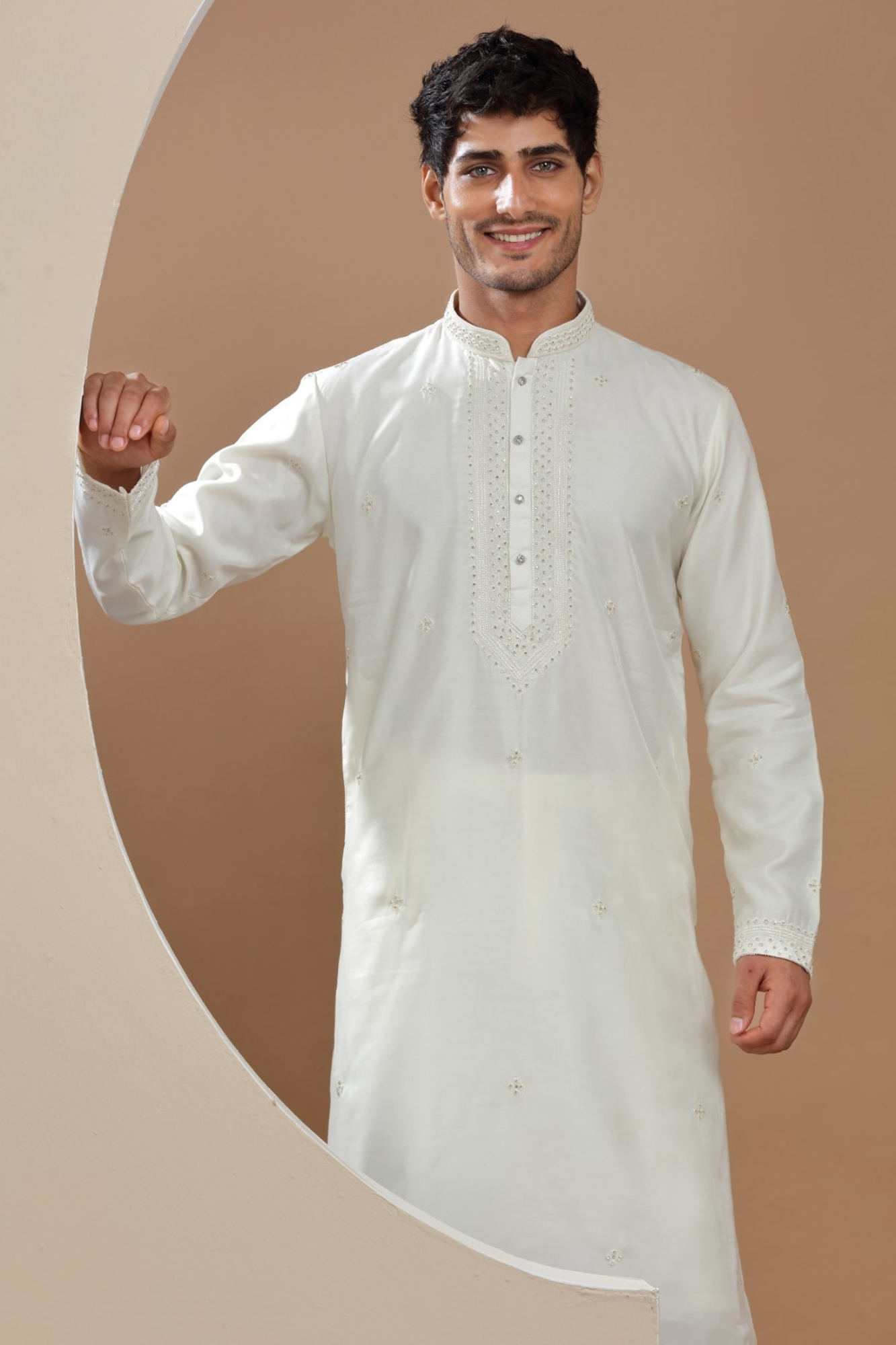 White Handcrafted Kurta Set