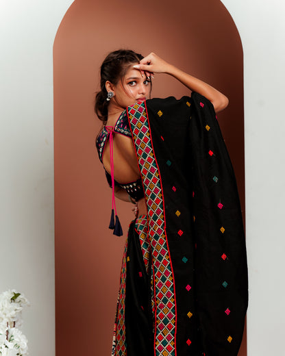 Navy Blue Chaniya Choli With Printed Lehenga