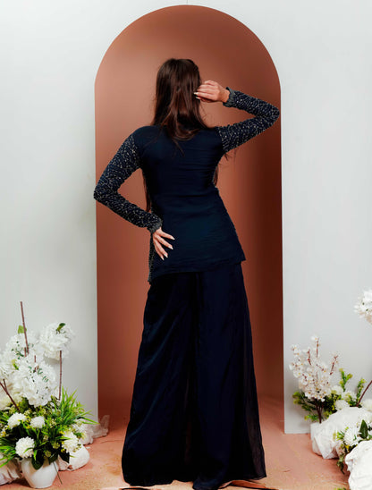 Royal Blues: Stunning Embroidered Palazzo Ensemble
