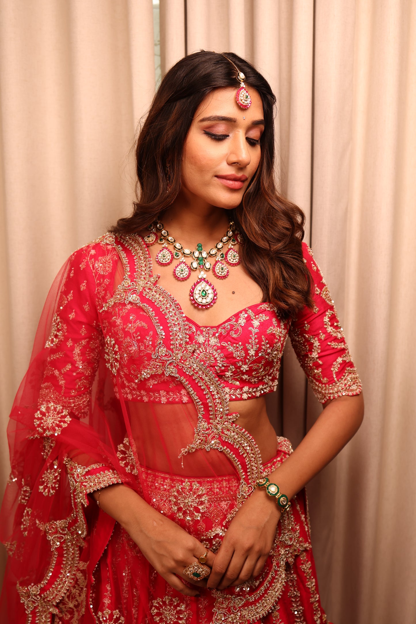 Beery Red Bridal Lehnga Choli