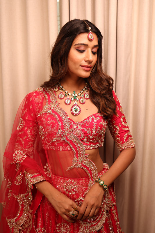 Beery Red Bridal Lehnga Choli