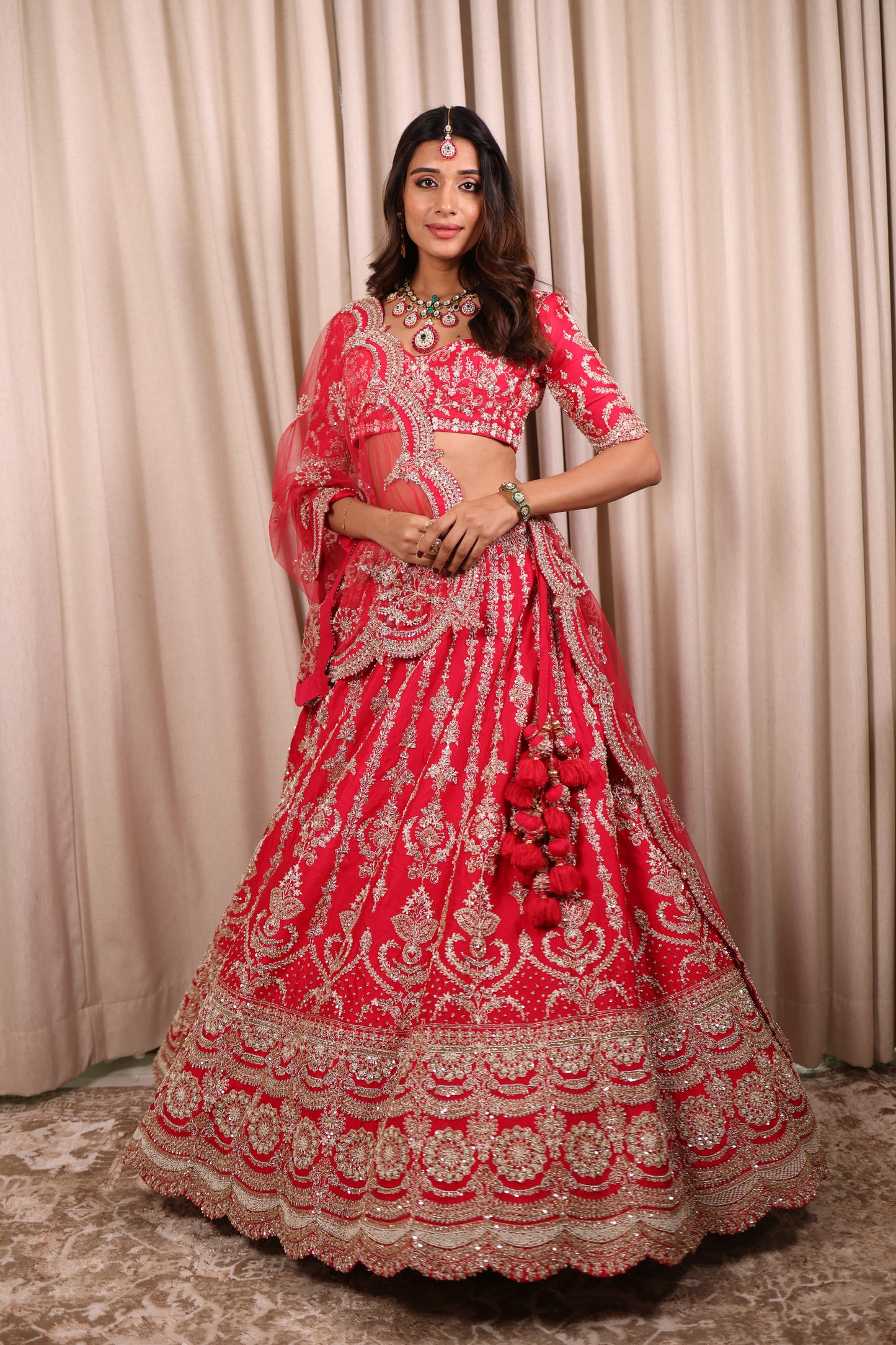 Beery Red Bridal Lehnga Choli